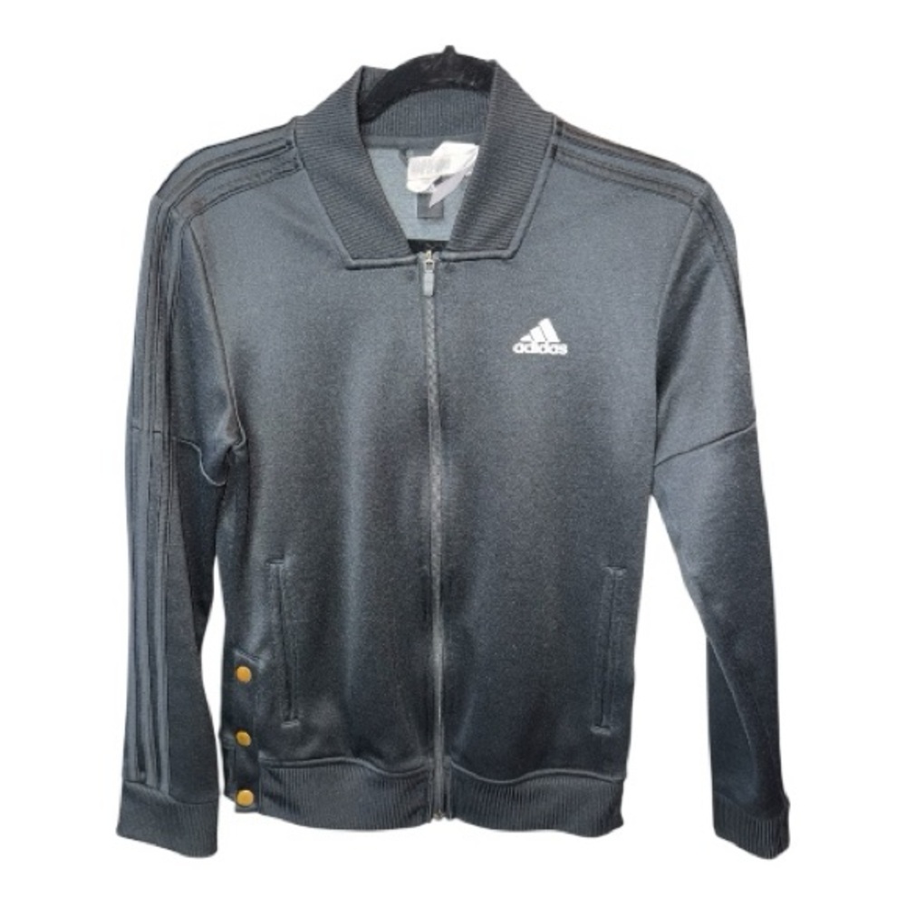 Adidas Classic Track Jacket | Black on Black | Side Snap for Comfort | Small